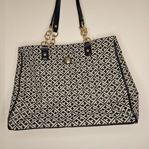 Tommy Hilfiger Navy and White Geometric Tote- New!